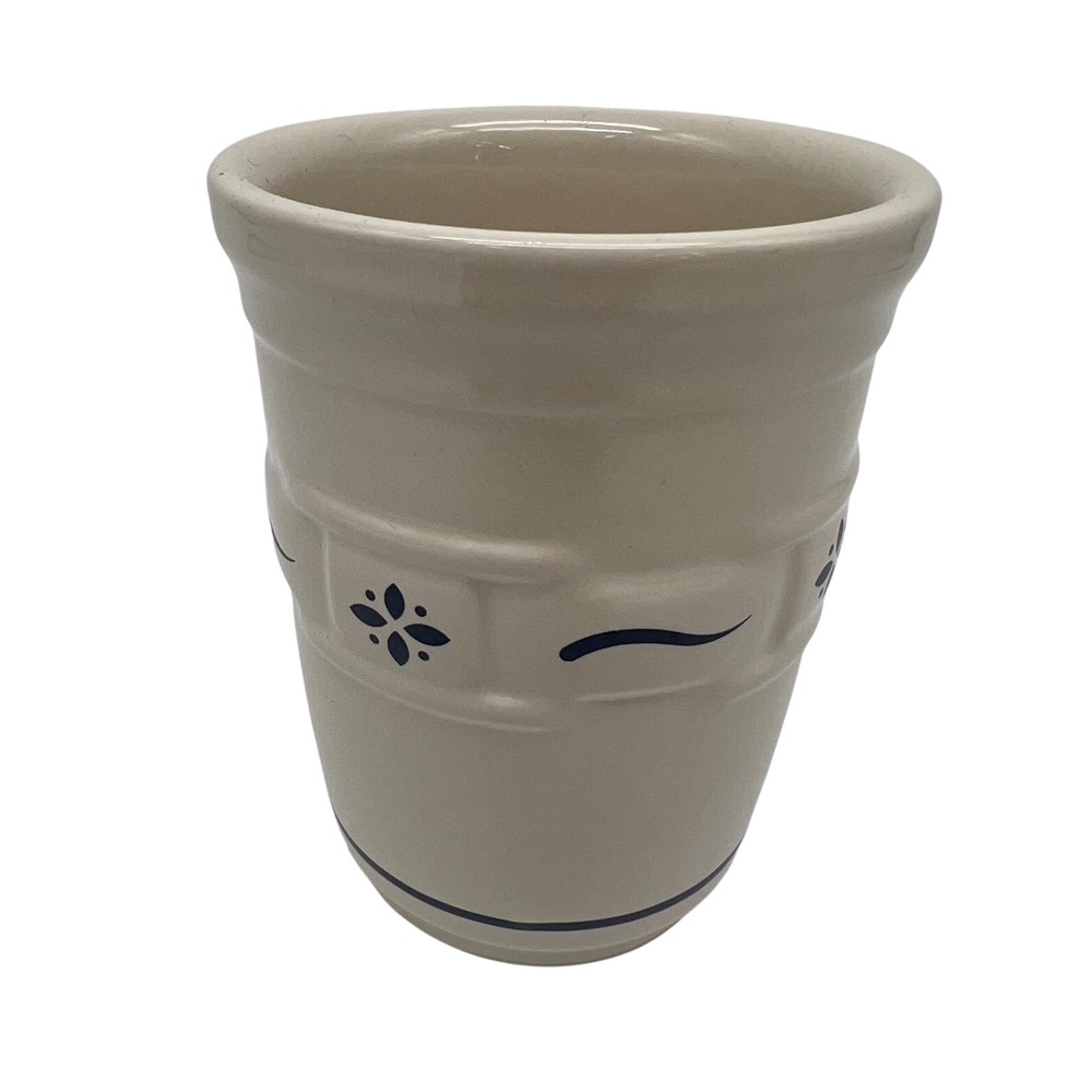 Longaberger Woven Traditions Classic Blue 12 oz Tumbler Crock Toothbrush Holder